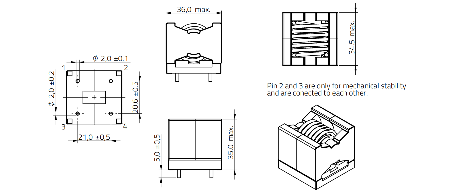 Shielded THT Inductor Solar Power Inverters