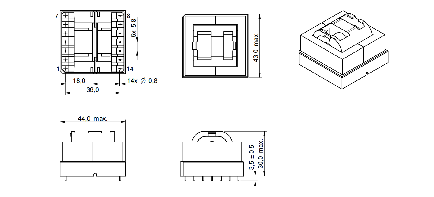 INF ETD39 High-Efficiency Power Supply Transformer i