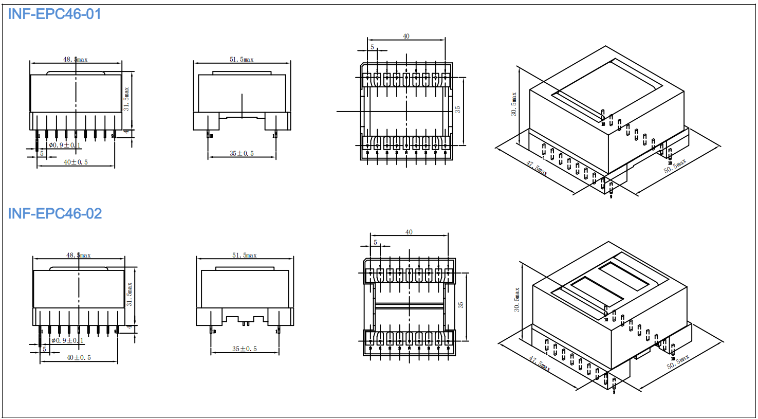 EPC46 High Frequency Transformer EPC46 High Frequency Transformer