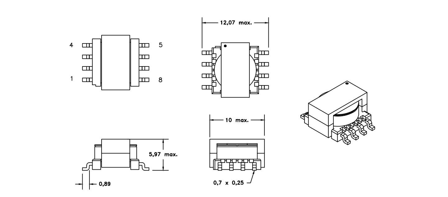 ER9.5 Gate Drive Transformer